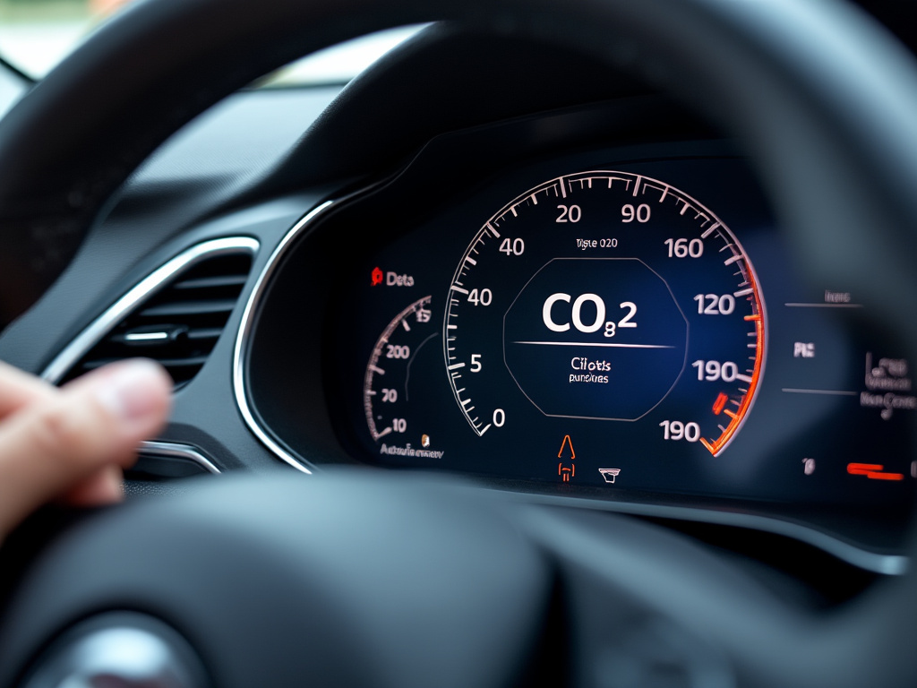 Tableau de bord avec indication de la puissance fiscale et émissions de CO2