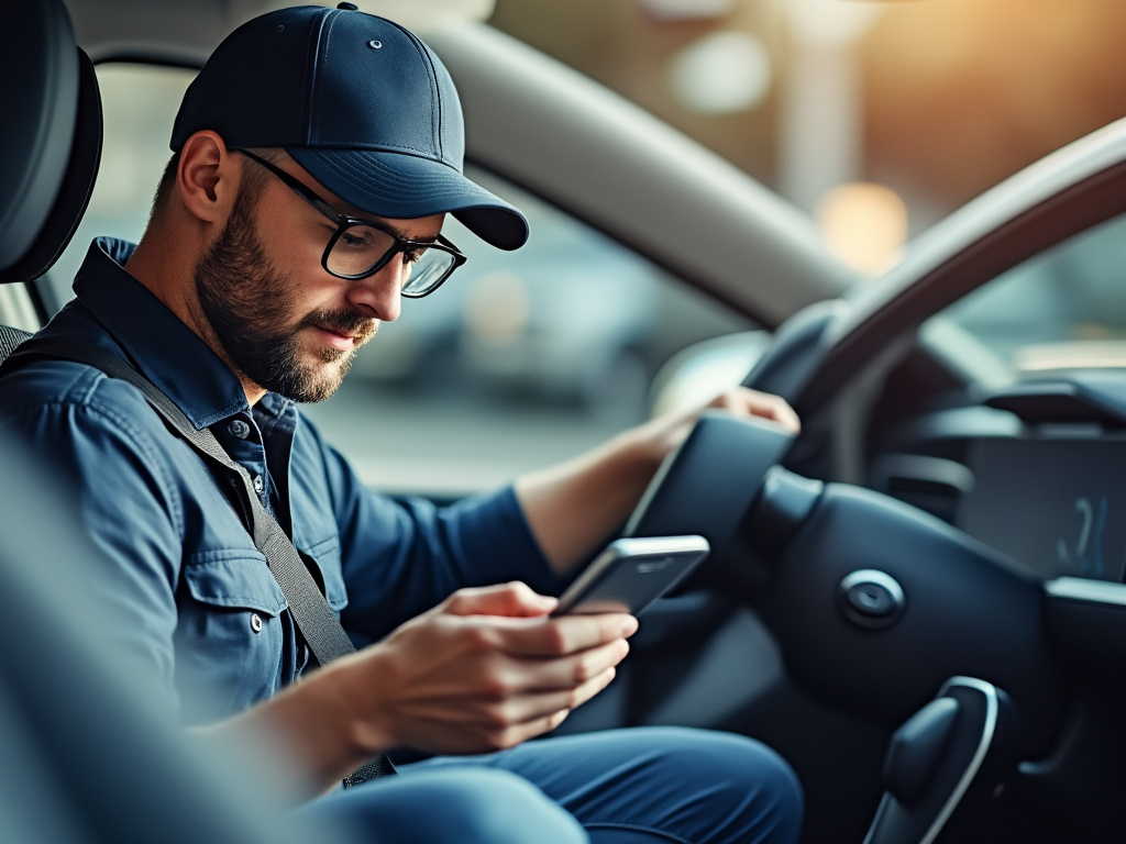 Automobiliste préparant sa démarche de carte grise en ligne
