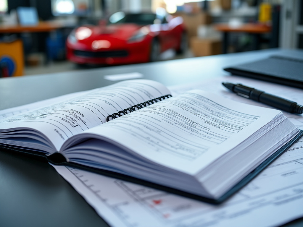 Carnet d'entretien automobile ouvert