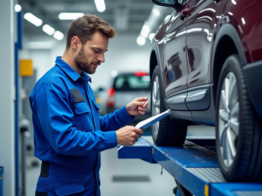 Inspection contrôle technique voiture en garage