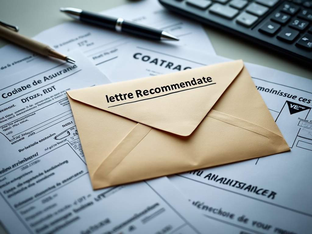 Enveloppe de lettre recommandée pour résiliation assurance auto