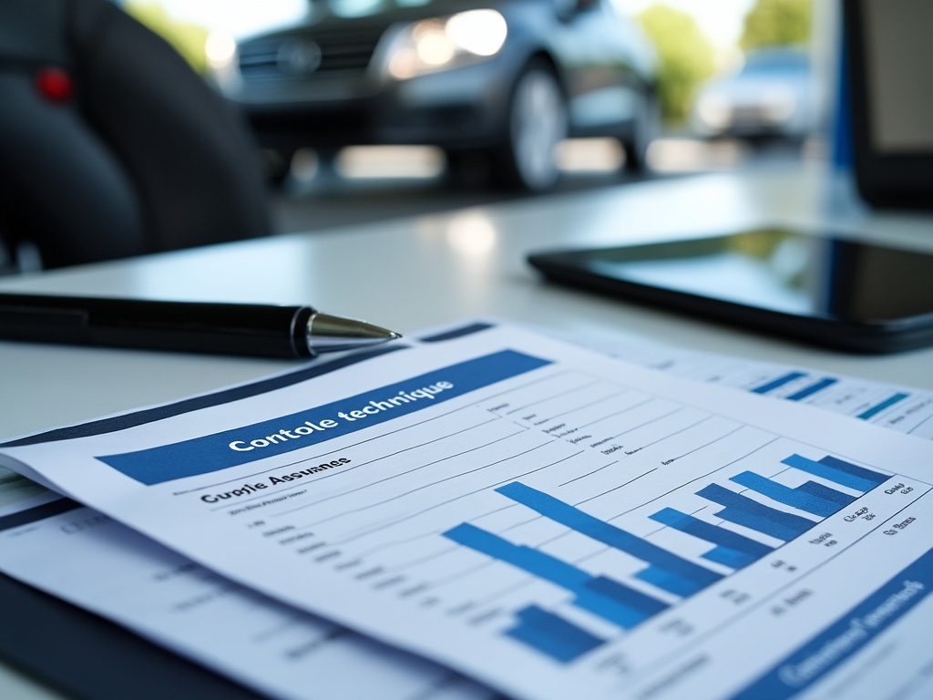 Rapport de contrôle technique avec carte grise en arrière-plan
