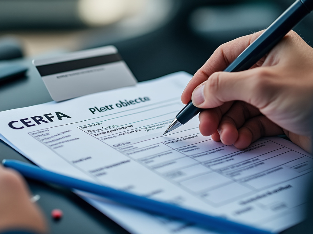 Formulaire CERFA et carte grise barrée pour la demande d'immatriculation