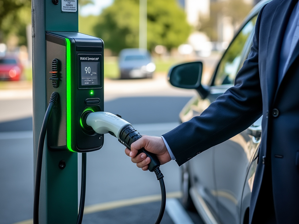 Borne de recharge électrique publique en service