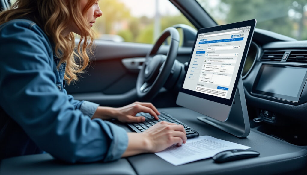 Automobiliste sur le site officiel ANTS pour refaire sa carte grise