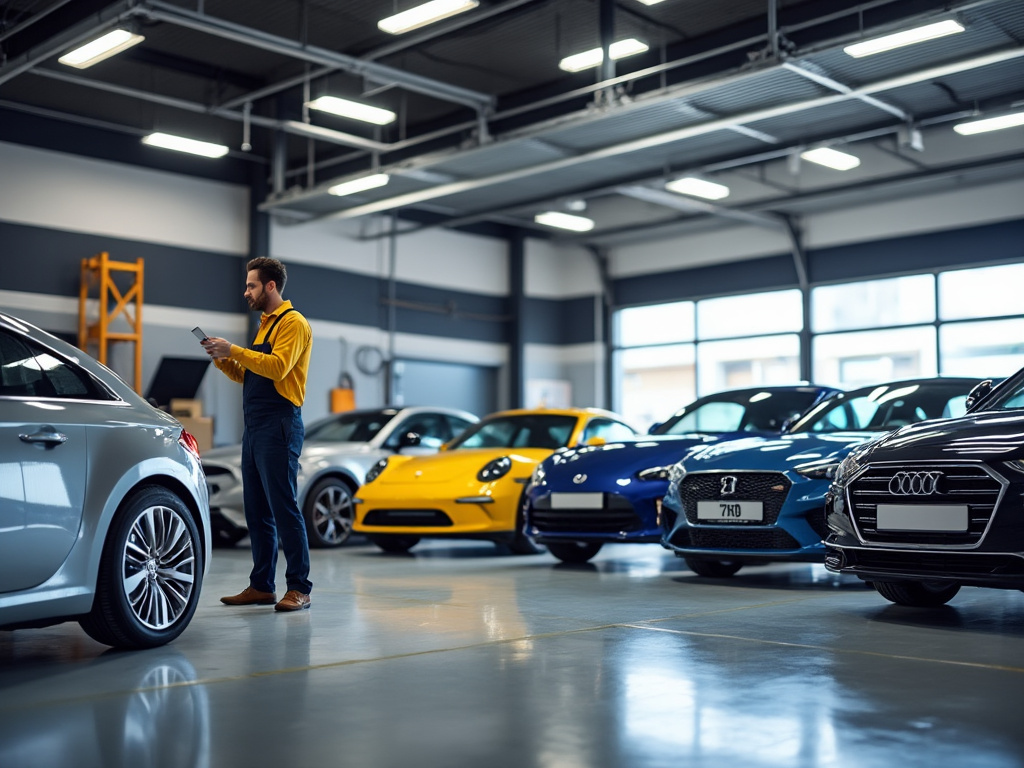 Voitures d’occasion en attente de reprise dans un garage