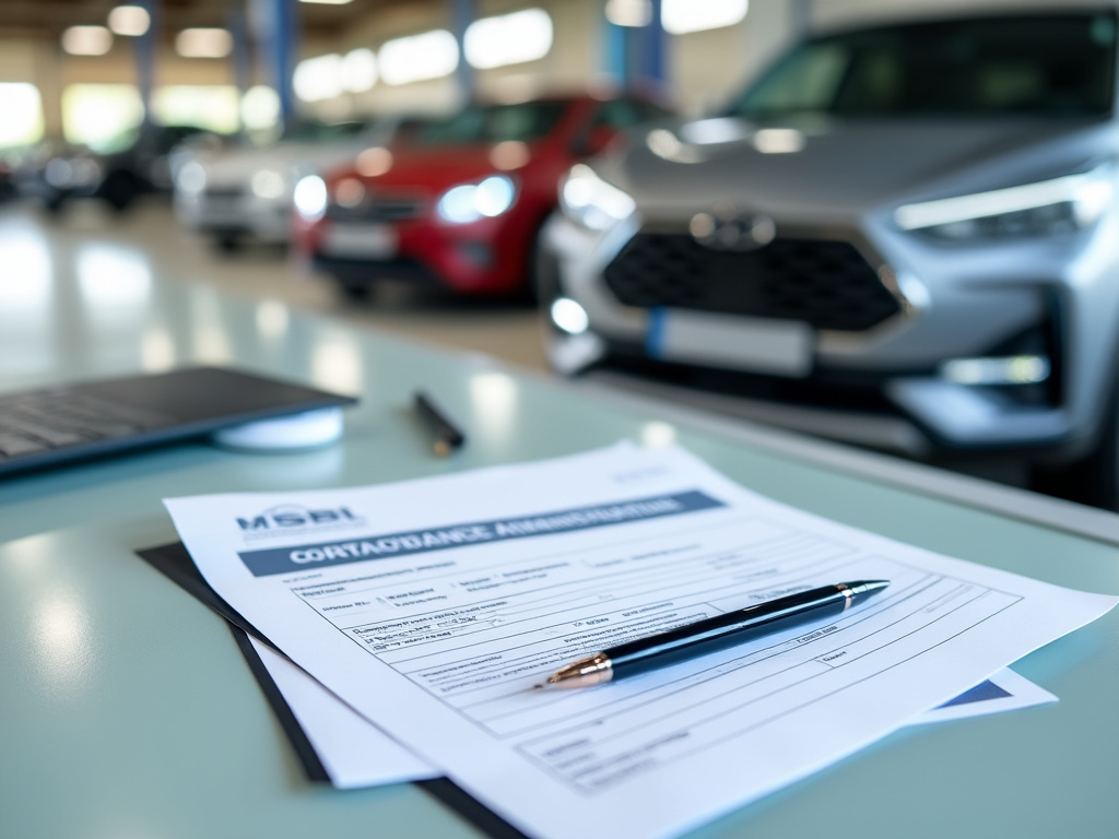 Carte grise officielle sur une table avec stylo