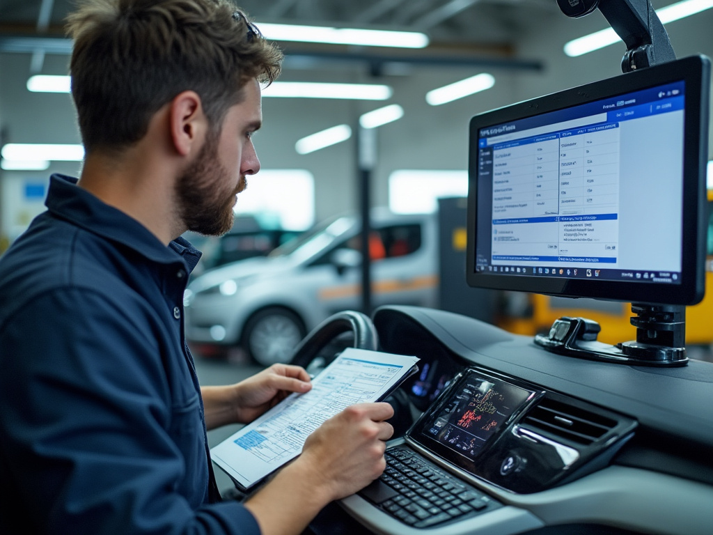 Contrôle technique d’un véhicule dans un garage