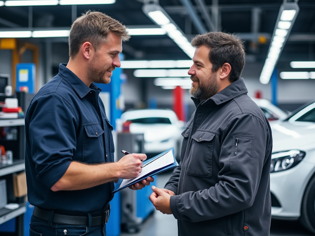 Explication du contrôle technique par un professionnel à un automobiliste
