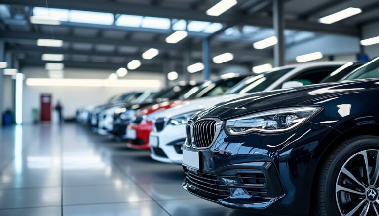 Véhicule d'occasion devant un centre de contrôle technique