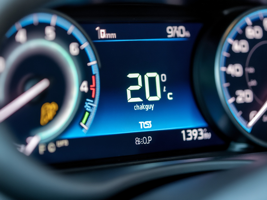 Tableau de bord d'une voiture hybride avec indicateur de charge