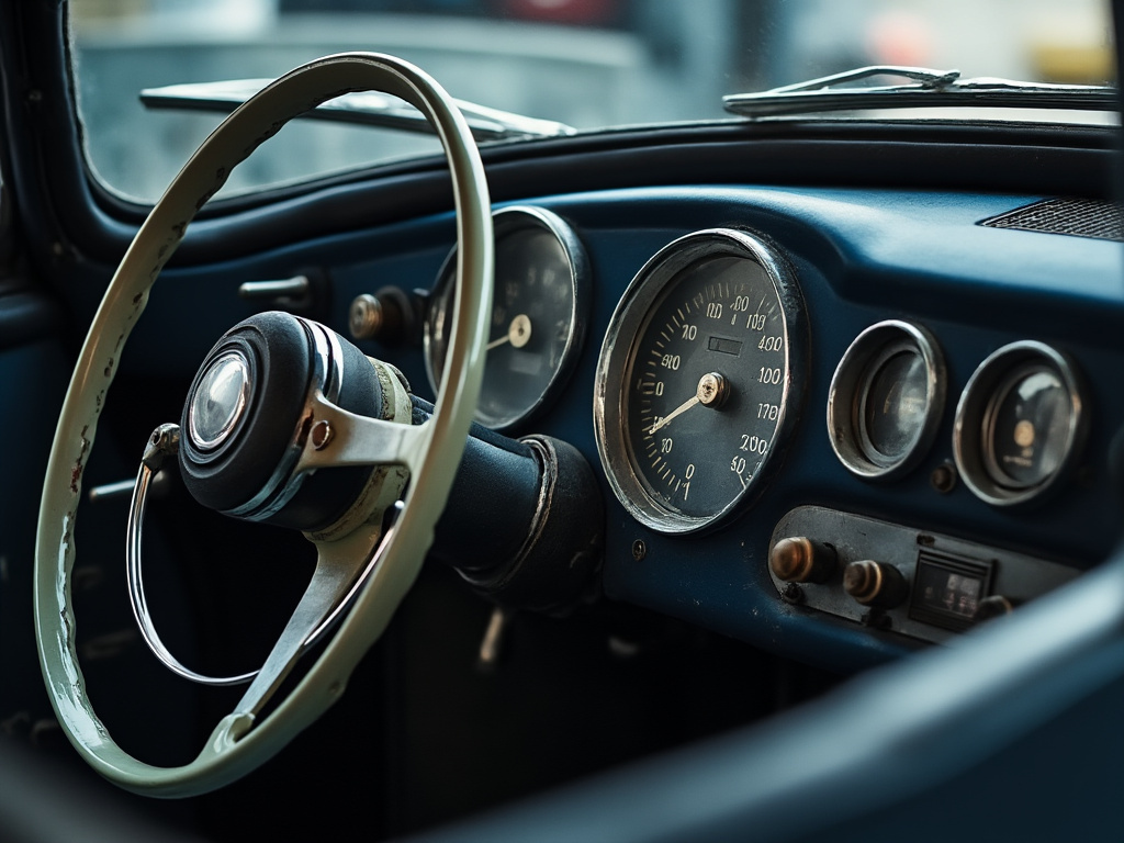 Détail du tableau de bord et compteur d’une voiture d’occasion