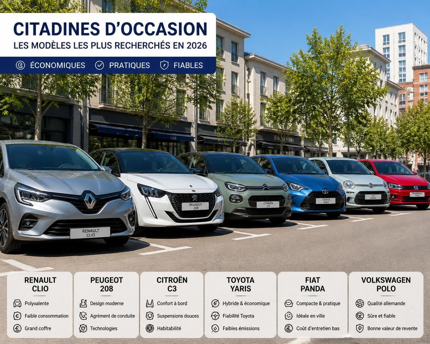 découvrez notre guide complet pour choisir le meilleur modèle de citadine d'occasion en 2026, alliant fiabilité, économie et design.
